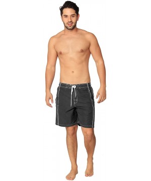 Premium Men's Swim Trunks with UPF! Stylish Sporty Swimming Shorts for Men - Black - CP184KY5G6U $15.36-Trunks