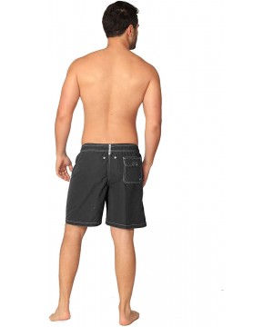 Premium Men's Swim Trunks with UPF! Stylish Sporty Swimming Shorts for Men - Black - CP184KY5G6U $15.36-Trunks