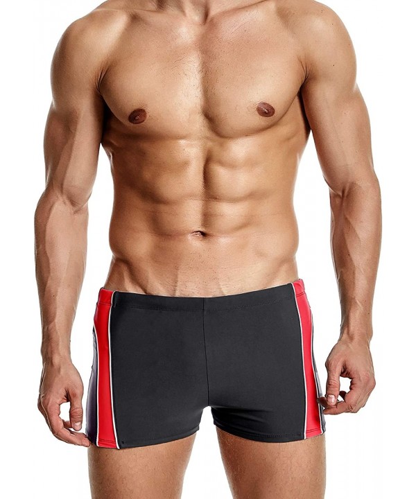 Mens Swim Jammer Tight Splice Sports Compression Swimsuit Jammer Shorts - Black&red - CF18EO8MAUW $10.47-Racing