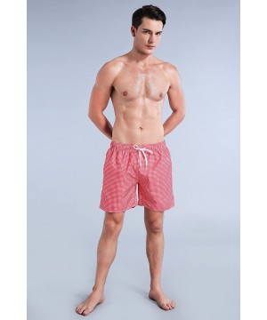 Men's Swim Trunk - Plaid Red - C2184KG8Y7H $16.43-Trunks