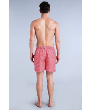 Men's Swim Trunk - Plaid Red - C2184KG8Y7H $16.43-Trunks