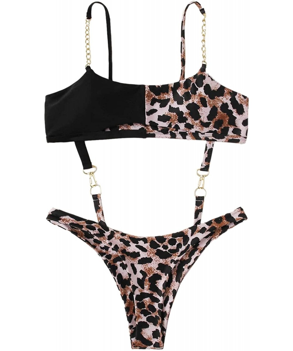 Women's Tribal Print Triangle Top and High Cut Thong Bikini Set - Multi-1 - CC194K7Y4GQ $9.11-Sets