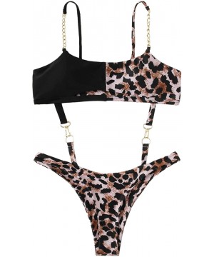 Women's Tribal Print Triangle Top and High Cut Thong Bikini Set - Multi-1 - CC194K7Y4GQ $9.11-Sets