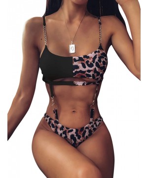 Women's Tribal Print Triangle Top and High Cut Thong Bikini Set - Multi-1 - CC194K7Y4GQ $9.11-Sets