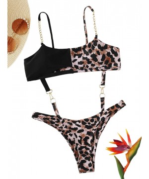 Women's Tribal Print Triangle Top and High Cut Thong Bikini Set - Multi-1 - CC194K7Y4GQ $9.11-Sets