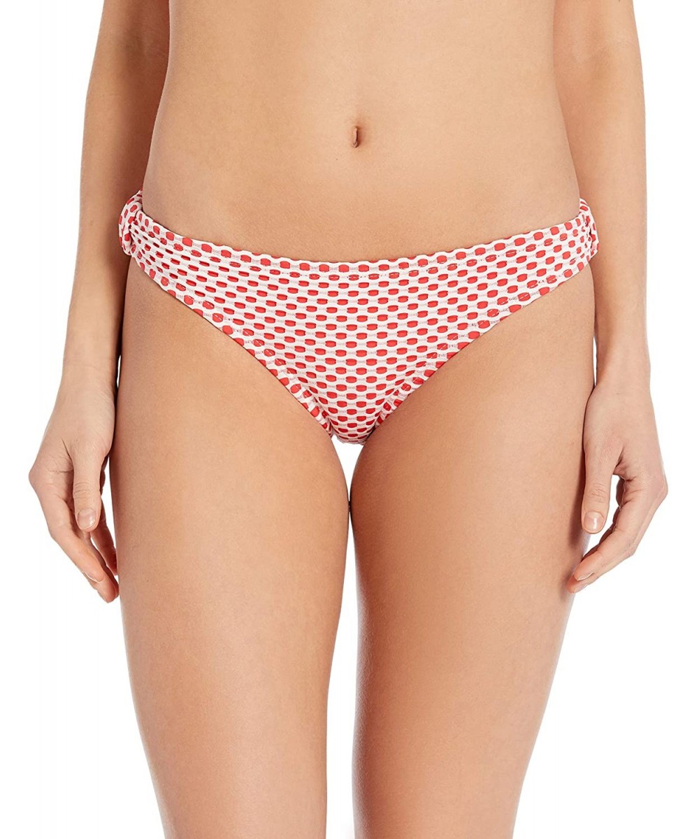 Women's Dot Jacquard Knot Side Bottom - Red/White - CE18HMEUSSR $52.61-Tankinis