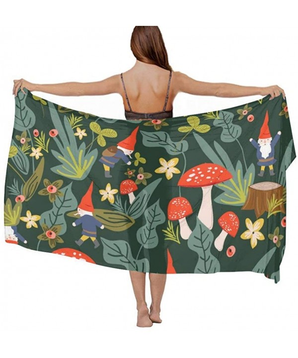 Women Chiffon Scarf Sunscreen Shawl Wrap Swimsuit Cover Up Beach Sarongs - Unique Design Gnome - CJ19C4CQ6RE $22.82-Cover-Ups