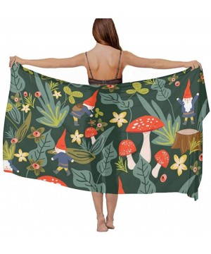 Women Chiffon Scarf Sunscreen Shawl Wrap Swimsuit Cover Up Beach Sarongs - Unique Design Gnome - CJ19C4CQ6RE $22.82-Cover-Ups