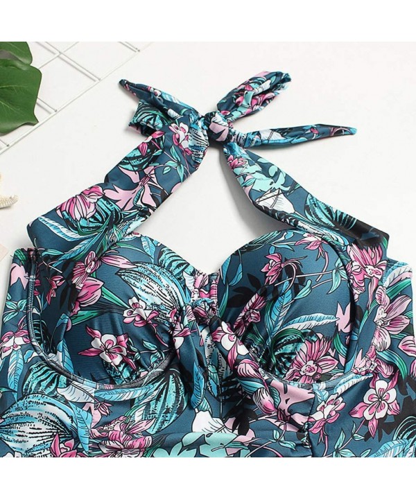 Swimsuits for Women Two Piece Bathing Suits Ruffled Flounce Top with High Waisted Bottom Bikini Set - C-green - CT194G2545C $...