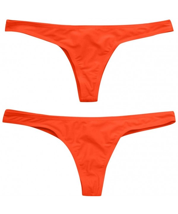 Women's 2019 Plus Size Hot Summer Brazilian Beachwear Bikini Bottom Thong Swimwear - Orange - CY18T50UCG8 $11.64-Bottoms