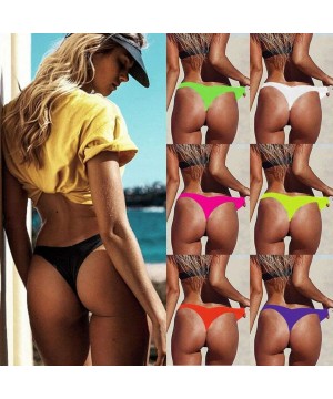 Women's 2019 Plus Size Hot Summer Brazilian Beachwear Bikini Bottom Thong Swimwear - Orange - CY18T50UCG8 $11.64-Bottoms