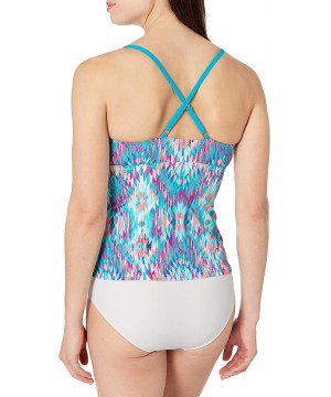 Women's Swimwear Lace Up Front Tankini Top - Ikat - CS188Z97DY6 $14.97-Tops