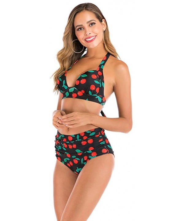 Womens High Waisted Bikini Set High Rise Two Piece Swimsuits Bathing Suits Attractive Print Swimwear - Red - CD1962TTRTM $14....