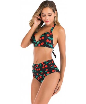 Womens High Waisted Bikini Set High Rise Two Piece Swimsuits Bathing Suits Attractive Print Swimwear - Red - CD1962TTRTM $14....