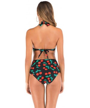 Womens High Waisted Bikini Set High Rise Two Piece Swimsuits Bathing Suits Attractive Print Swimwear - Red - CD1962TTRTM $14....