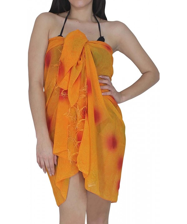 Women's Plus Size Beach Sarong Cover Up Swimwear Wrap Pareo Full Long A - Pumpkin Orange_l736 - CY11IL9D37B $15.20-Cover-Ups