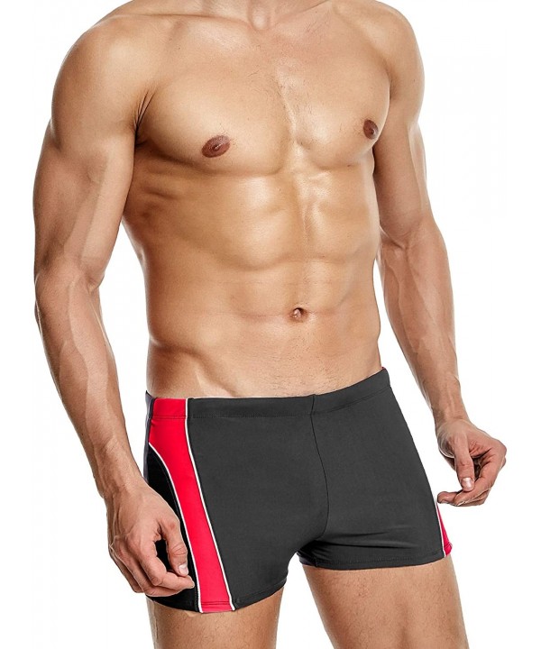 Mens Swim Jammer Tight Splice Sports Compression Swimsuit Jammer Shorts - Black&red - CF18EO8MAUW $10.47-Racing