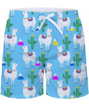 Men's Swim Trunks Quick Dry Waterproof Bathing Suits Beach Short with Mesh Lining - Cactus Alpaca - CQ18QQWHLLC $20.28-Trunks