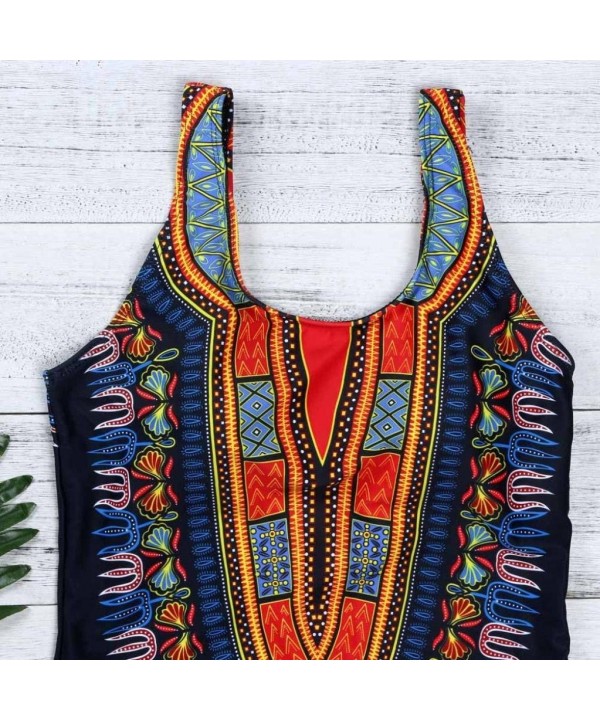 Women's Plus Size Sexy African Tribe Print Bikini-Summer 1PC Swimsuits with Pad for Beach - Black - CB18EX7WMSN $13.33-One-Pi...