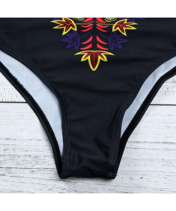 Women's Plus Size Sexy African Tribe Print Bikini-Summer 1PC Swimsuits with Pad for Beach - Black - CB18EX7WMSN $13.33-One-Pi...