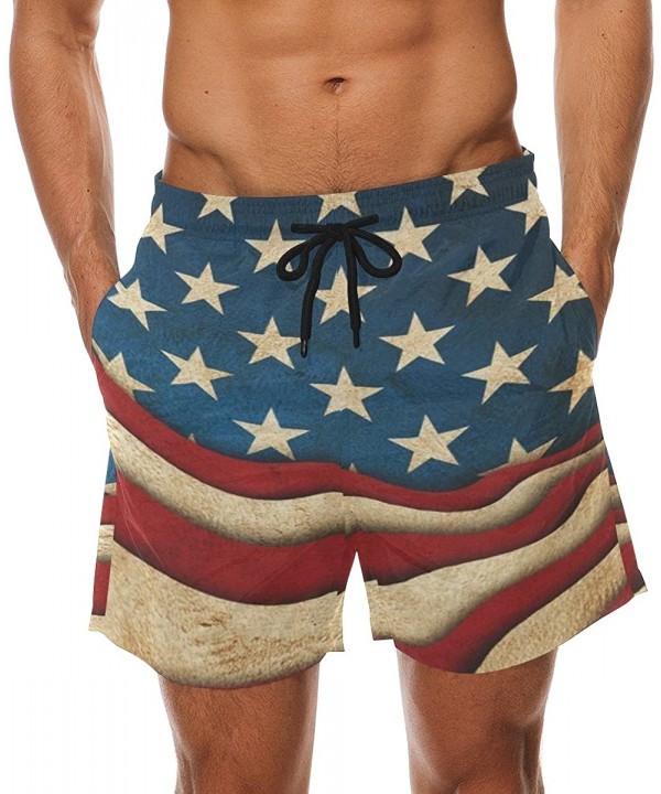 Mens Peacock Feather Colorful Print Summer Casual Quick-Dry Cargo Shorts Swim Trunks - Star Stripe American Patriotic Flag - ...