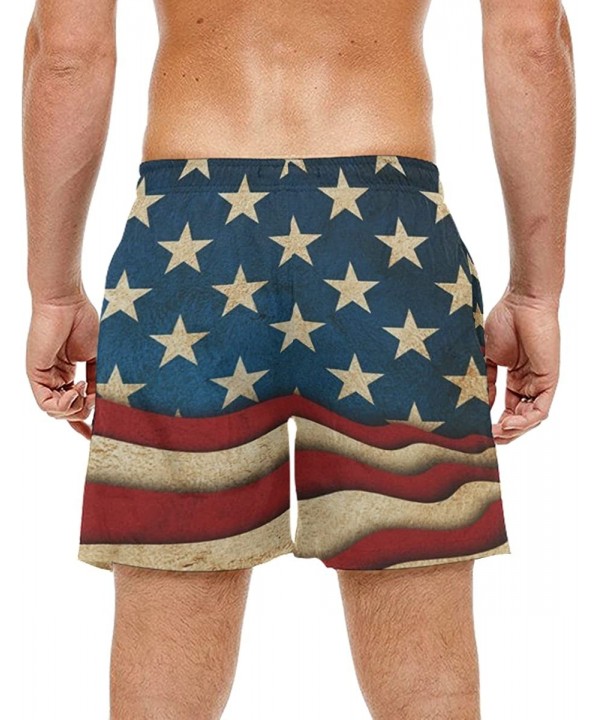 Mens Peacock Feather Colorful Print Summer Casual Quick-Dry Cargo Shorts Swim Trunks - Star Stripe American Patriotic Flag - ...