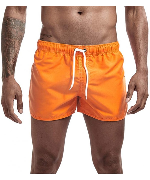 Men's Big & Tall Quick-Dry Swim Trunk fit Spring and Summer Splicing Swimming Trousers and Beach Surfing Shorts - Orange - CJ...