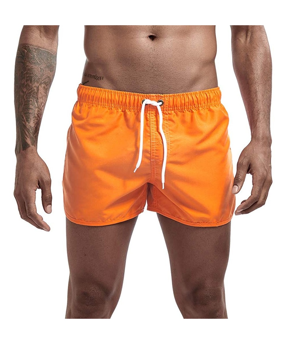 Men's Big & Tall Quick-Dry Swim Trunk fit Spring and Summer Splicing Swimming Trousers and Beach Surfing Shorts - Orange - CJ...