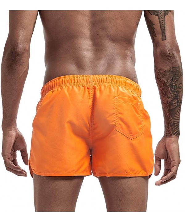 Men's Big & Tall Quick-Dry Swim Trunk fit Spring and Summer Splicing Swimming Trousers and Beach Surfing Shorts - Orange - CJ...