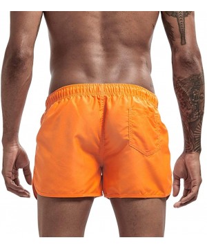 Men's Big & Tall Quick-Dry Swim Trunk fit Spring and Summer Splicing Swimming Trousers and Beach Surfing Shorts - Orange - CJ...