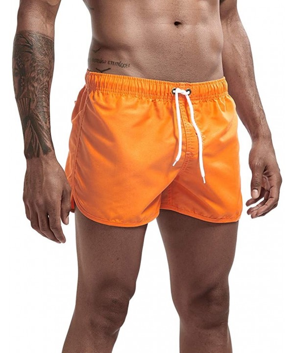 Men's Big & Tall Quick-Dry Swim Trunk fit Spring and Summer Splicing Swimming Trousers and Beach Surfing Shorts - Orange - CJ...