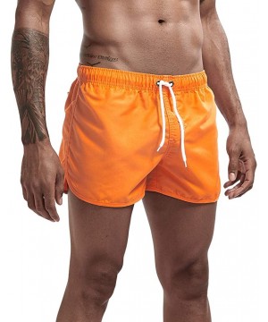 Men's Big & Tall Quick-Dry Swim Trunk fit Spring and Summer Splicing Swimming Trousers and Beach Surfing Shorts - Orange - CJ...