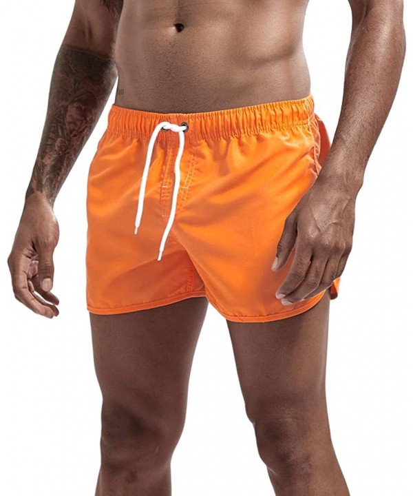 Men's Big & Tall Quick-Dry Swim Trunk fit Spring and Summer Splicing Swimming Trousers and Beach Surfing Shorts - Orange - CJ...