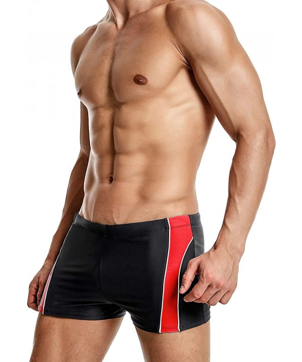 Mens Swim Jammer Tight Splice Sports Compression Swimsuit Jammer Shorts - Black&red - CF18EO8MAUW $10.47-Racing