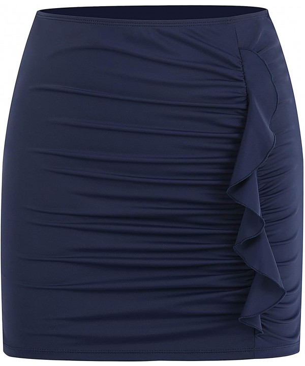 Women's Tankini Bottom Swimsuit Shirred Swim Bottom Plus Size Ruffle Swim Skirt - Navy Blue-style 2 - CN18SIIIZWG $18.54-Tank...