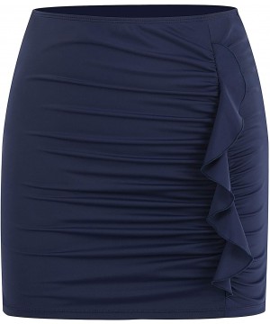 Women's Tankini Bottom Swimsuit Shirred Swim Bottom Plus Size Ruffle Swim Skirt - Navy Blue-style 2 - CN18SIIIZWG $18.54-Tank...