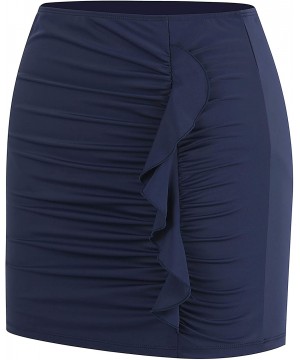 Women's Tankini Bottom Swimsuit Shirred Swim Bottom Plus Size Ruffle Swim Skirt - Navy Blue-style 2 - CN18SIIIZWG $18.54-Tank...