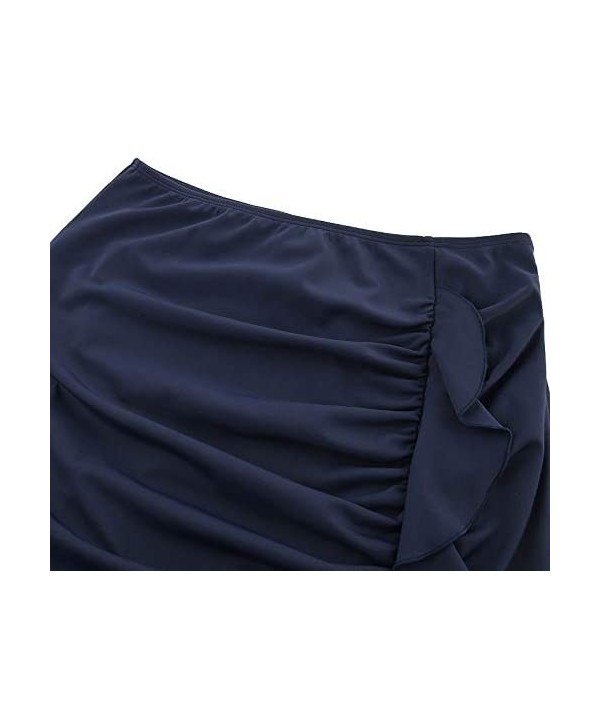 Women's Tankini Bottom Swimsuit Shirred Swim Bottom Plus Size Ruffle Swim Skirt - Navy Blue-style 2 - CN18SIIIZWG $18.54-Tank...