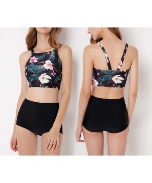 Women Swimwear One/Two Piece Swimsuit Set High Waist Floral Tankini Bikini - Style-13 - C418QXASEMZ $24.51-Sets