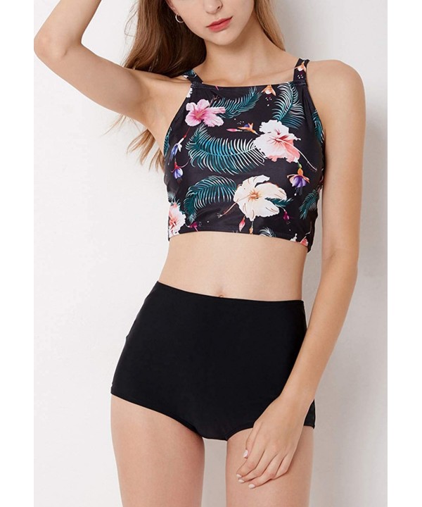 Women Swimwear One/Two Piece Swimsuit Set High Waist Floral Tankini Bikini - Style-13 - C418QXASEMZ $24.51-Sets