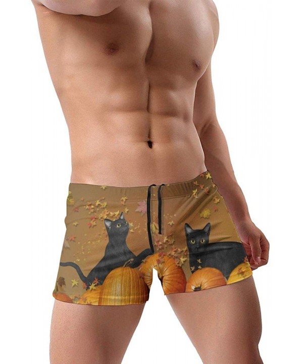 Fun Cat Men's Swimwear Sexy Low Waist Boxer Swimsuit Surfboard Boxer Shorts - Black - CU19DYTWXLW $23.69-Briefs