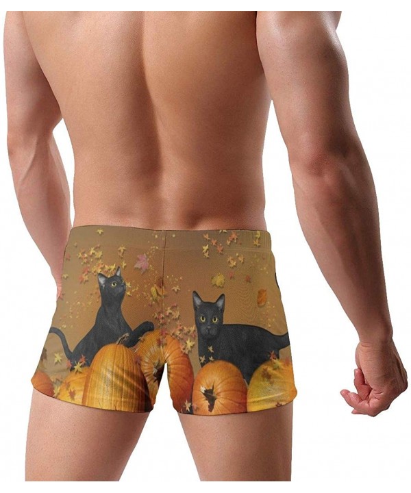 Fun Cat Men's Swimwear Sexy Low Waist Boxer Swimsuit Surfboard Boxer Shorts - Black - CU19DYTWXLW $23.69-Briefs