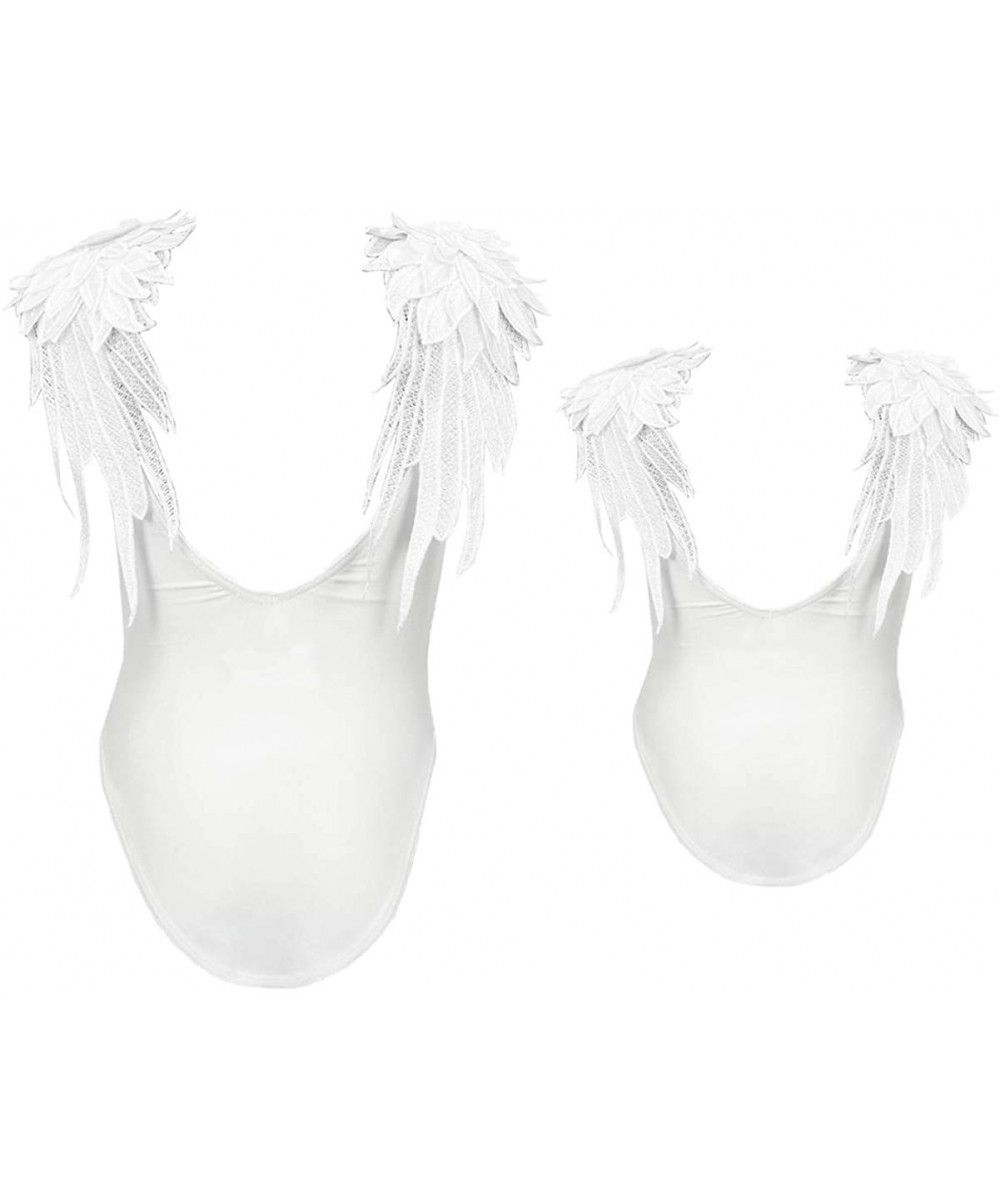 Family Matching Mommy Daughter Angel Wings One Piece Monokini Bathing Suit Beach Swimwear - White - CZ18LYNS3IY $11.47-One-Pi...