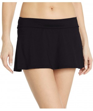 Women's Color Blast Solids Rock Swim Skirt Bottom - Black - C91868WA9LY $31.41-Bottoms