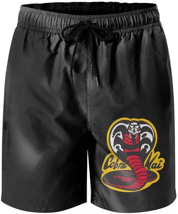 Black Cobra-Kai-Black-White-Snake-Logo-Running Shorts Men Custom Funny Shorts for Men - White-31 - CX18TN26AT2 $23.06-Board S...