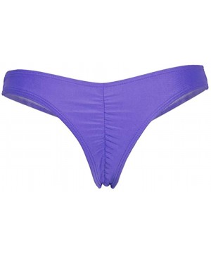 Women's Brazilian Bottom Thong Swimwear Beachwear Bikini Strappy V Cheeky Bikini Thong Swimwear Bottom - Purple - CB1864DRZHM...