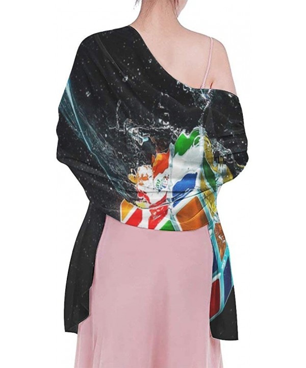 Women Chiffon Scarf Summer Beach Wrap Skirt Swimwear Bikini Cover-up - Water Digital Art Rubiks Cube Black - CV190TS7HKG $28....