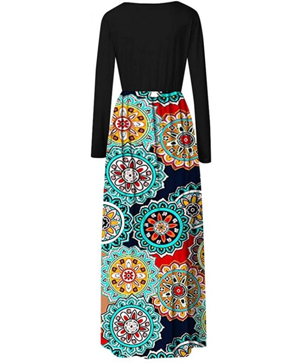 Women's Printed Long Maxi Sundress - Blue9427 - C918QCQEWQ7 $19.28-Tops