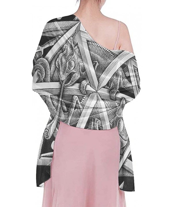 Women Fashion Shawl Wrap Summer Vacation Beach Towels Swimsuit Cover Up - Escher Space Black - CE190HIADIA $27.81-Cover-Ups