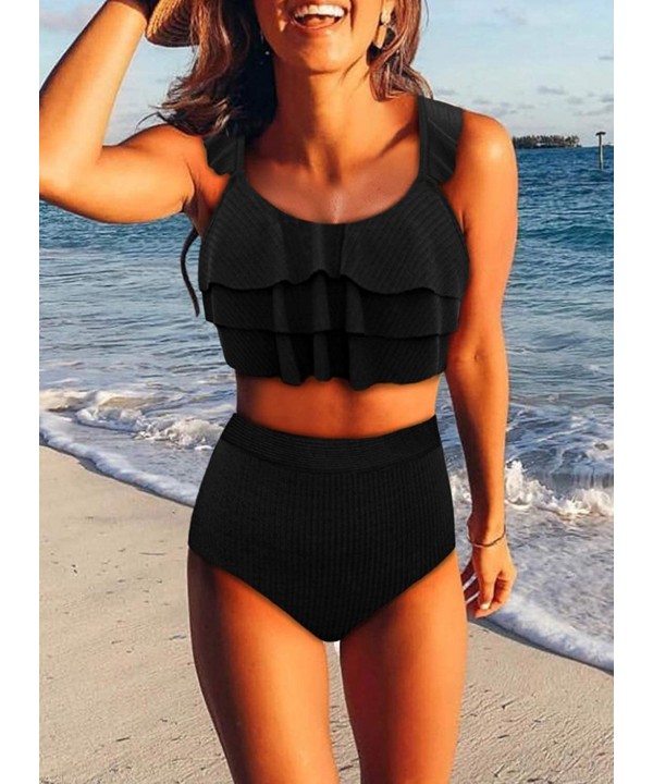 Women Tie Dye Printed Halter Lace Up One Piece Swimsuit Plunge V Neck Push Up Monokini - Black - CT1983ZEMDW $22.00-One-Pieces